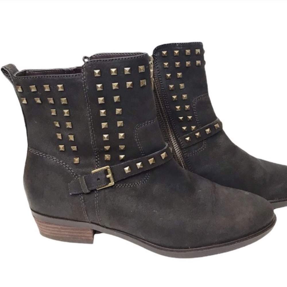 21. NWOT Ralph Lauren Leather Shaelynn Boots Sz 8 Dark Brown Studded Zipper